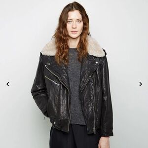 Isabel Marant Etoile Benny Shearling Trimmed Leather Biker Jacket